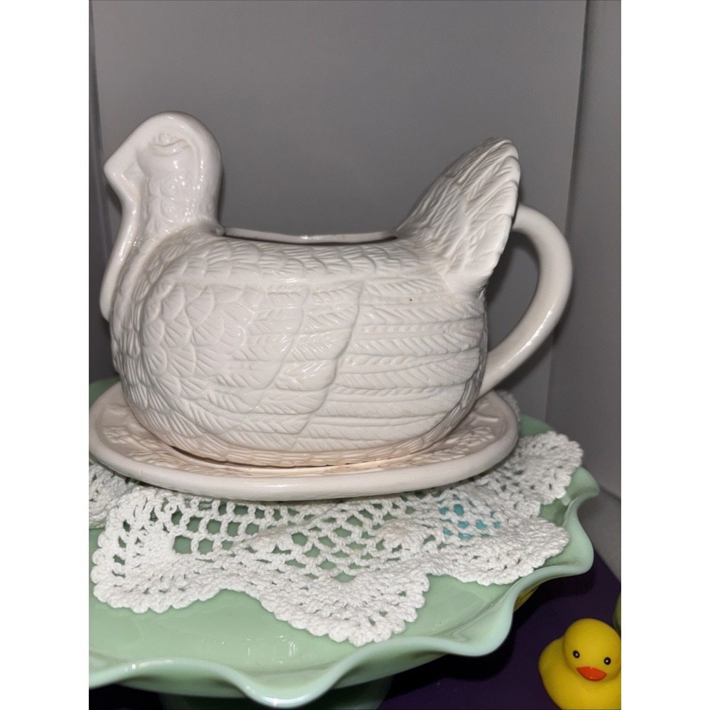 Vintage HIMARK 1Qt. Turkey Gravy Boat Server w/ Drip Plate Chesapeake Porcelain
